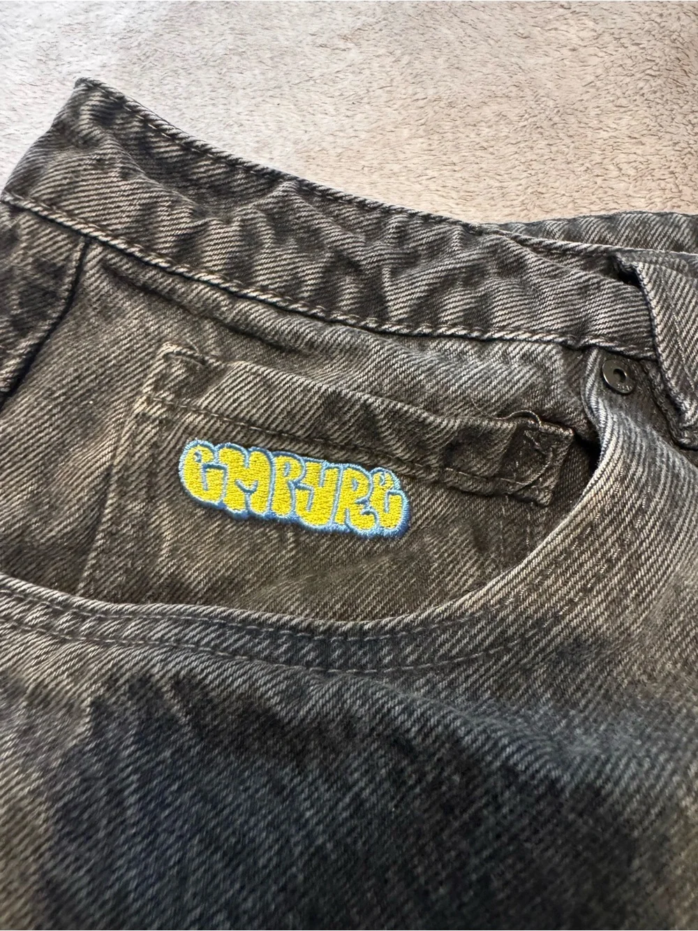 Empyre Jeans Mens 34 Black Gray Acid Wash Baggy Skate Denim Pants Y2K